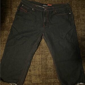 Baggy black short cut jeans